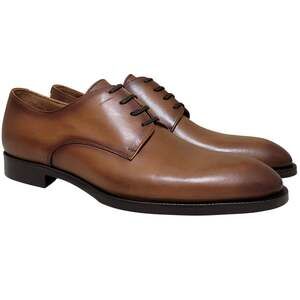 Bruno Magli Men Giorgio Plain Toe Derby Oxfords Size US 9M Cognac Brown Leather
